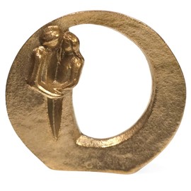 Herzmensch Man and Woman Sculpture Small and Gold Solid Bronze 8 cm Love Bride and Groom Lovers Figurine as a Gift for Wedding, Anniversary or Valentine's Day for Couples