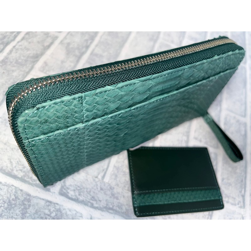 GUODI HL-10042 Long Wallet, Round Zipper, Card Case, Python, Genuine