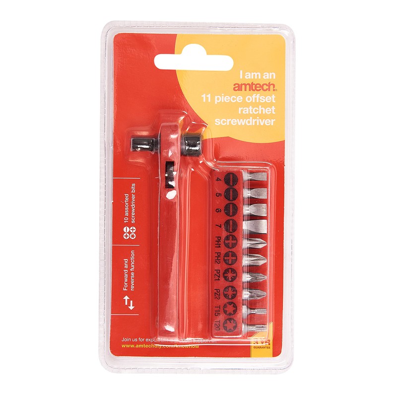 Amtech L1560 11 Piece Offset Ratchet Screwdriver Set