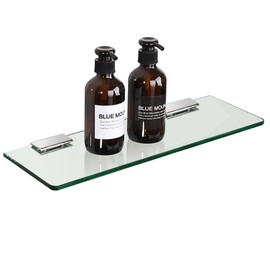 SAYAYO Floating Glass Shelves for Bathroom, Tempered Glass Shelf for Wall 15 x 5 Inch 1 Pcs, Clear