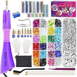 GLTECK Hotfix Applicator, Bedazzler Kit with 5784 PCS Rhinestones for Crafts, DIY Hot Fix Rhinestone Applicator Wand Setter Tool with 7 Tips, 6 Pattern Templates, Gloves, Tweezers & Cleaning Brush
