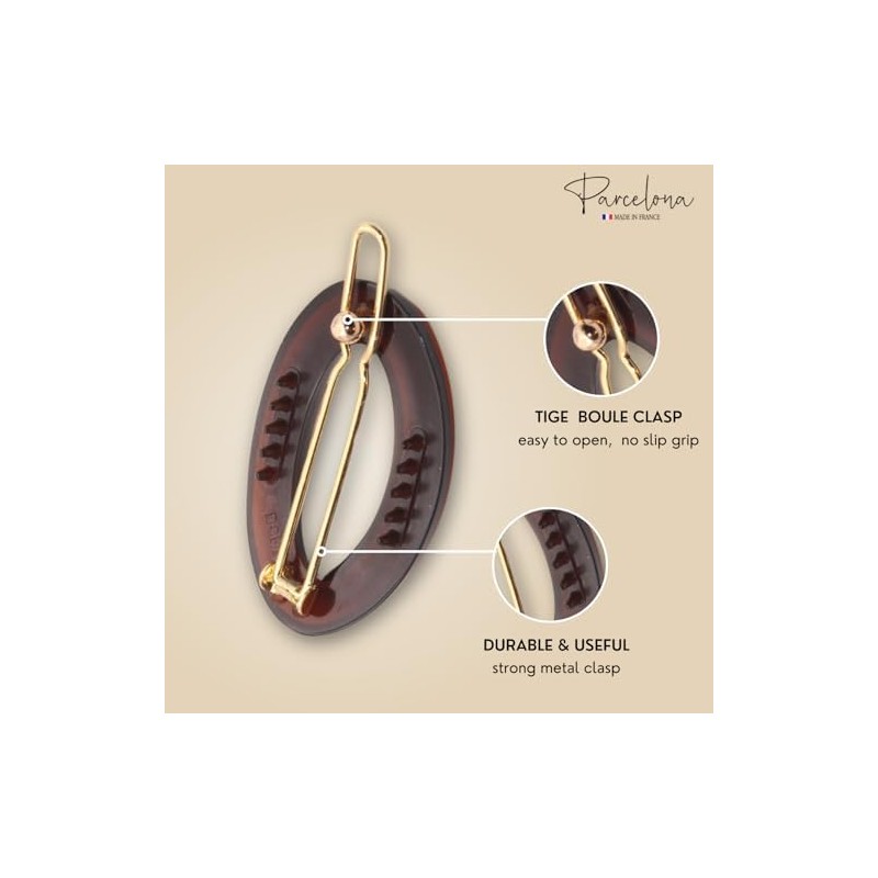 Parcelona French Eggie Oval Shell Black Mini Celluloid Acetate Side