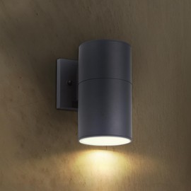 ASD 1 Light Outdoor Wall Light Fixture | 60W E26 Bulb Socket 120V ETL Cylinder Up Down Lights | LED/CFL/Incandescent Bulb Exterior Wall Sconce | Front Door, Porch Patio Lighting | Black