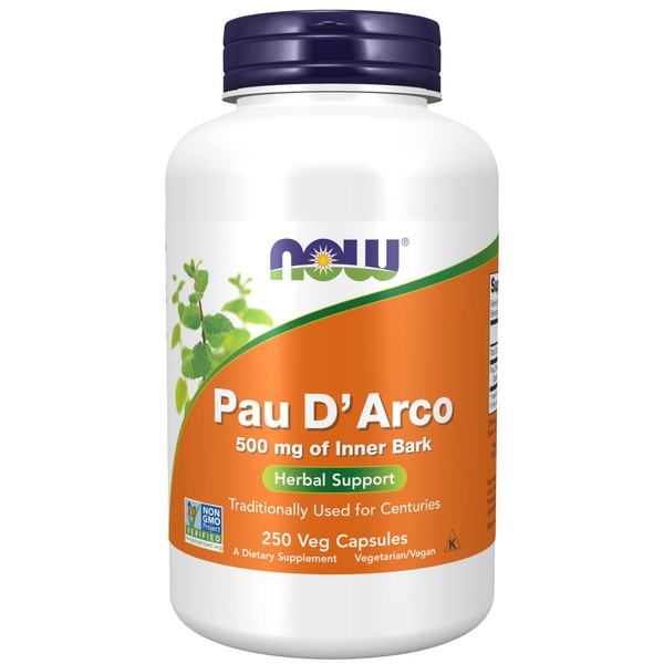 NOW Supplements, Pau D'Arco (Tabebuia heptaphylla) 500 mg, Herbal Support, 250 Veg Capsules