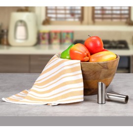 Goroly Home Kitchen Dish Towel, Tea Towel, Dish Towel for Kitchen, Fall Kitchen Towel, Cotton Quick Dry Kitchen Bar Towels, Super Soft & Absorbent - 18x28 Inch 6 Pack- Mustard White