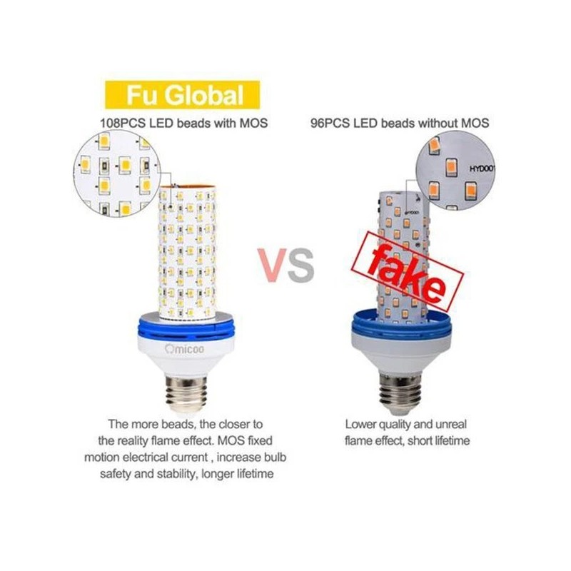 Omicoo 2x Omicoo E26 E27 LED Flame Effect Fire Bulb