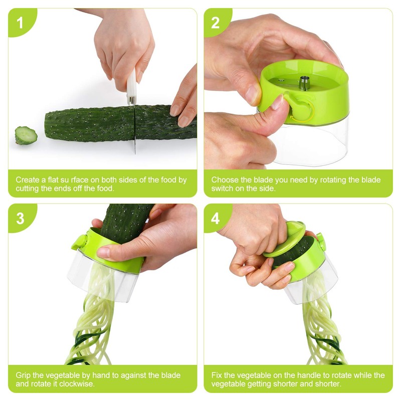 Spiralizer for Veggies, 4 in 1 Zoodles Zucchini Noodle Maker,