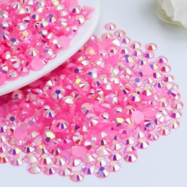 Briskbloom 3000PCS 3mm Resin Flatback Rhinestone, Dark Pink AB Color Flatback Jelly Resin Rhinestones for Mugs, Bottles, Tumblers, Craft Decoration, Loose Bling Glitter Diamond Stone