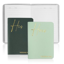 Jasenna 2 Pcs Wedding Vow Books His and Hers,Wedding Vows Journal Wedding Day Officiant Book 5.9 x 3.9 Inch,Wedding Gifts 12 Pages/Pcs(2-Green)