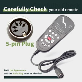 5 Pin Replacement Massage Function Remote Handset Controller for Recliner Lift Chair, Controls 2 Lifting Up/Down Motor 4 Sets of Vibration Motors 1 Heating Pad
