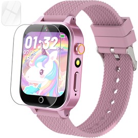 Kids Smart Watch with 2 Screen Protectors, 1.5'' Touch Screen, 26 Games, Audiobook, Learn Card, HD Camera, Video, Pedometer, Alarm Clock - Educational Wristwatch Learning Toy Fun for Birthday Gifts