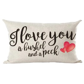 Ramirar Black Word Art Quote I Love You A Bushel and A Peck Lover Valentine's Day Decorative Lumbar Throw Pillow Cover Case Home Living Room Bed Sofa Car Cotton Linen Rectangular 12 x 20 Inches