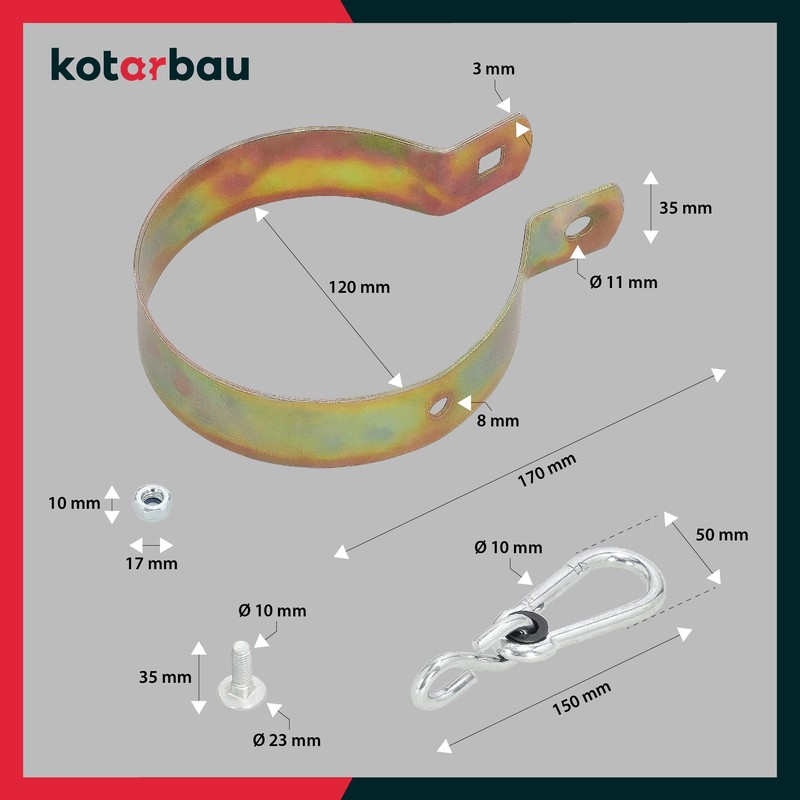 KOTARBAU® Swing Hook 120 mm Round Wood Carabiner Hook Swing