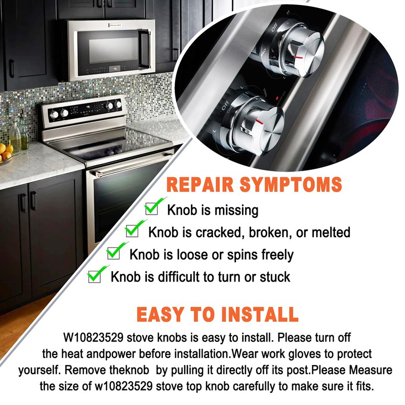W11156487 W10823529 Oven Range Knob Replacement, Compatible with Whirlpool KitchenAid