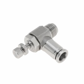 RATCHROLL Push to Connect Air Fittings 5/16" 90 Degree Air Flow Control Valve 304 Stainless Steel 1/4"BSPT 1 Pc Silver Tone