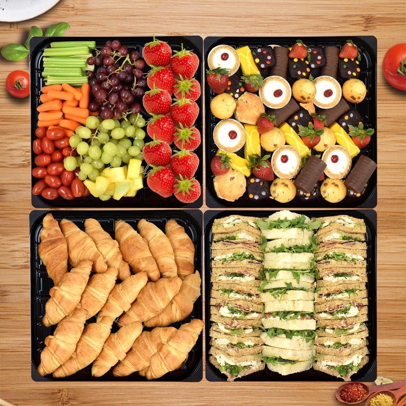 5 Pack Catering Trays with Lids Party Platters Dessert Bread