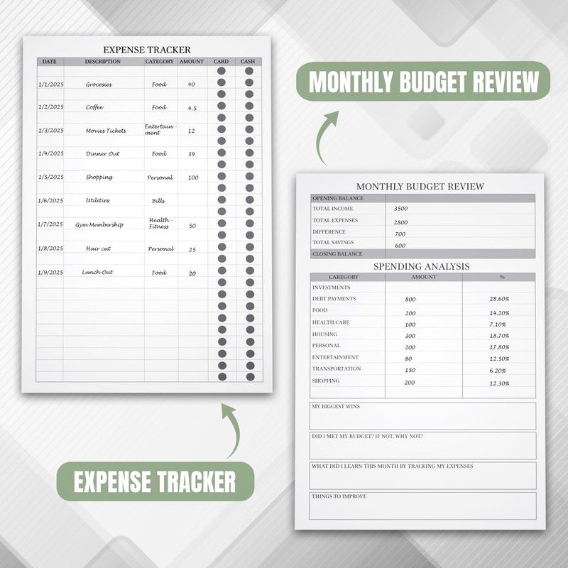 Budget Planner and Monthly Bill Organizer - Financial Planner Organizer