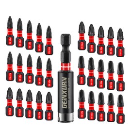 Geinxurn 30 Piece PZ1 PZ2 PZ3 Screwdriver Bits Set, 25 mm Length #1#2#3 Pozidriv 1/4 Inch Hex Shank S2 Alloy Steel Impact Resistant Bit Set with 1 Piece 60 mm Magnetic Bit Holder
