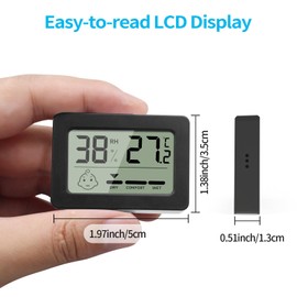 2pcs Room Thermometer Indoor Hygrometer, Hygrometer Indoor Humidity Thermometer, Humidity Gauge for Home, Humidity Meter for Room, Basement, Reptile Terrarium（Black）