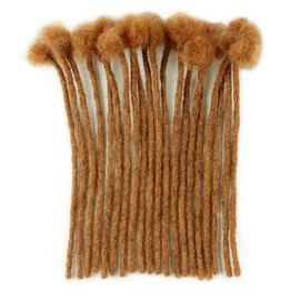 WacanDan #30 Light Brown 0.4cm Thickness Human Hair Dreadlock Extensions 8 Inch 20 Strands Full Handmade Permanent Loc Extensions Human Hair