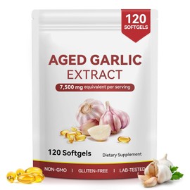 Aged Garlic Extract | 120 Softgels | 24 Months Aged Garlic Capsules | Aged Garlic Extract 7,500mg Odorless| Non-GMO, Gluten-Free | for Men and Women