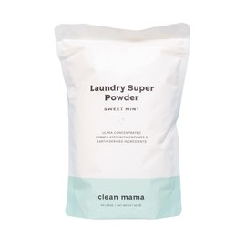 Clean Mama Laundry Super Powder Detergent - Extra Strength Laundry Detergent Powder - Natural Laundry Detergent for Sensitive Skin - Enzyme Powered, Fights Stains & Odors - Sweet Mint, 60 Loads