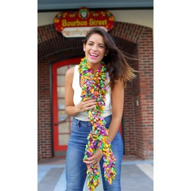 MARDI GRAS Featherless Original Faux Feather Boa (Made of Yarn), U.S. Patent # D814,740. Cut to Length. Made in America