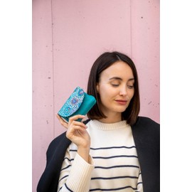 Lugupell Ladies Purse, Handmade in Spain, High Quality Leather, Very Soft, Small and Short Size, Purse for Women, Turquoise Purses, turquoise, purses