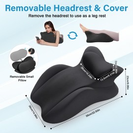 cjc Memory Foam Wedge Pillow for Adults, Multi-Position Support Bed Pillow with Removable Cover for Sleeping Sitting Up Prone Reading Back & Knee Support Leg Elevation (Black)