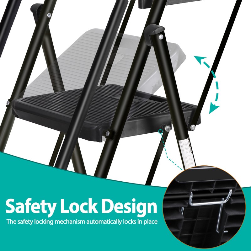 Segawe 5 Step Ladder w/ Tool Platform Anti-Slip Wide Pedal