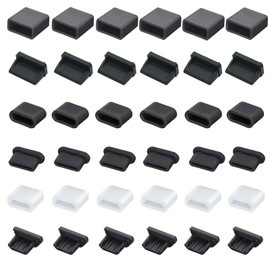 36 PCS 6 Types USB Anti Dust Cover Plugs, USB Type-C Dust Stopper, Silicone Soft Micro USB Cap Port Protector, Anti Dust Cover Protector Plugs Cap for USB A, Micro USB, Type C Ports (36PCS)