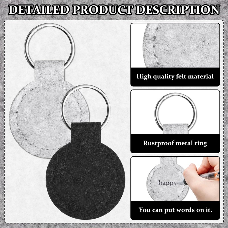 Felt Key Fob 20 Key Rings Writeable for Crafts Plotter