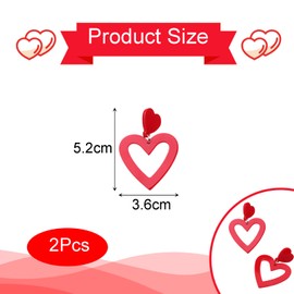 Acrylic Double Heart Earrings, 2Pcs Valentines Earrings, Huggie Hoop Earrings for Women, Retro Colorful Earrings for Valentine's Day, Mother's Day, Birthday, Heart Shaped Earrings for Women (Red)
