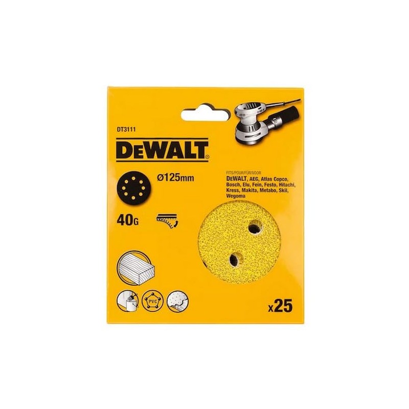 Dewalt DT3111-QZ Sanding Disc K40, 125 mm, Set of 25