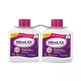 Miralax 2 PACK - Miralax Powder Laxative 68 Doses, 20.4OZ X 2