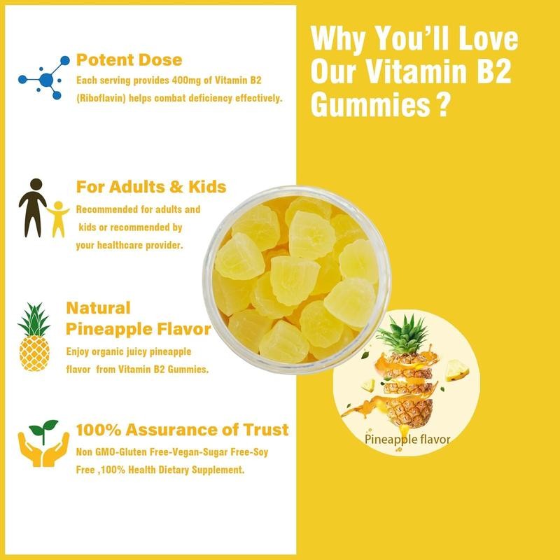 Vitamin B2 Riboflavin Gummies 400mg for Men – Chewable B2