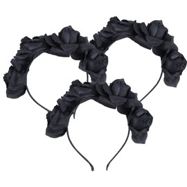 Needzo Rose Flower Headband, Party, Festival, and Cosplay Hair Garland Accessory, One Size Fits Most, (Pack of 3)