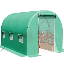 YITAHOME 10x6.5x6.5ft Greenhouses Large Walk-in Green House Heavy Duty Tunnel Green Houses Outdoor Portable Plant Gardening Upgraded Galvanized Steel Frame Zipper Doors 5 Crossbars Garden