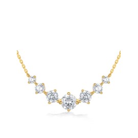 Womens 7 Stones Moissanite Pendant Bling Gold Plated Sterling Silver Diamond Bride Necklace Anniversary Jewlery