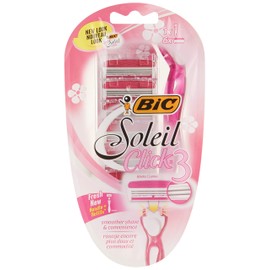 BIC Click 3 Soleil Women's Disposable Razors, 3 Blades With a Moisture Strip For a Smoother Shave, 12 Piece Razor Set