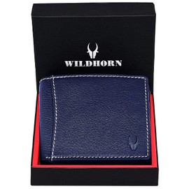 WildHorn Blue Leather Wallet for Men I Everyday Wallet