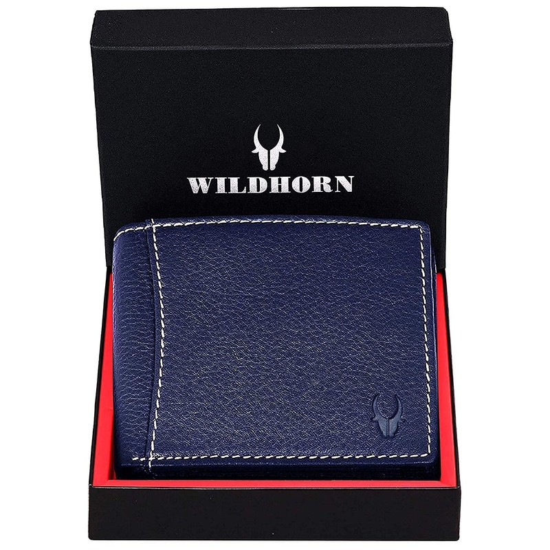 WildHorn Blue Leather Wallet for Men I Everyday Wallet