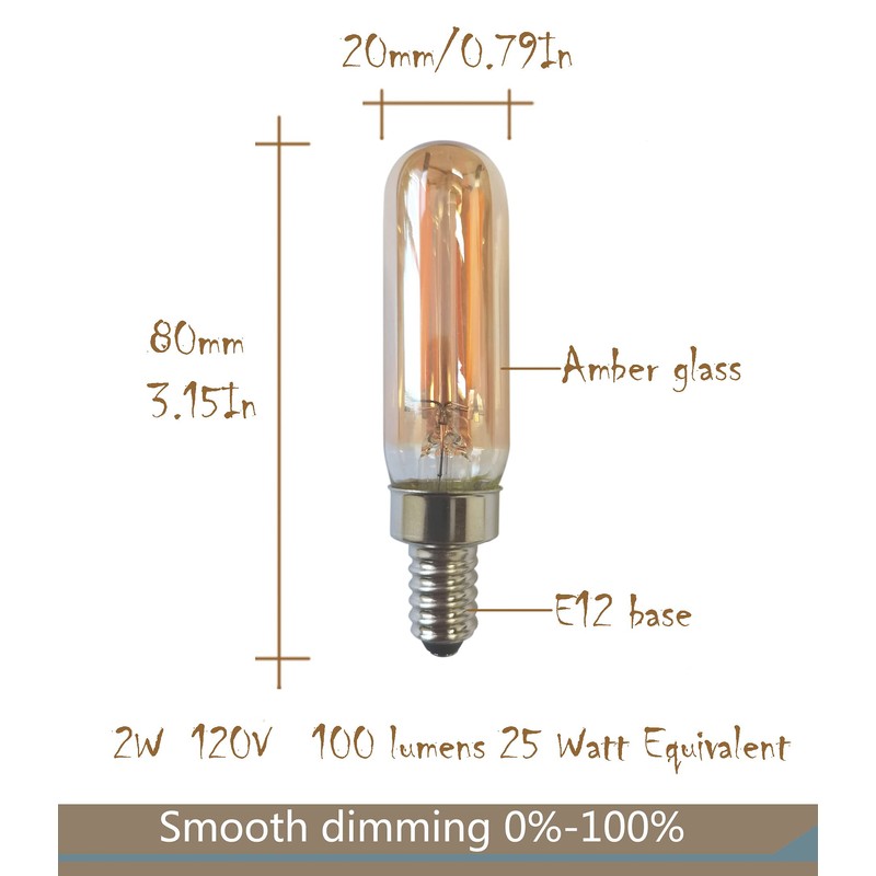 CTKcom Dimmable 2 Watt E12 Base T6 Led Candelabra Light