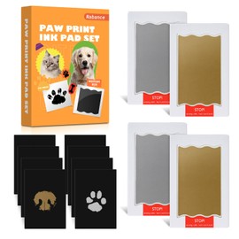 Nabance Paw Print Set Dog, Footprint Baby, 4 Pieces Gold and Silver Ink Pad with 8 Cards Footprint Baby Clean Touch Handprint Baby Dog Snout Print Kit Gift for Pets Owners