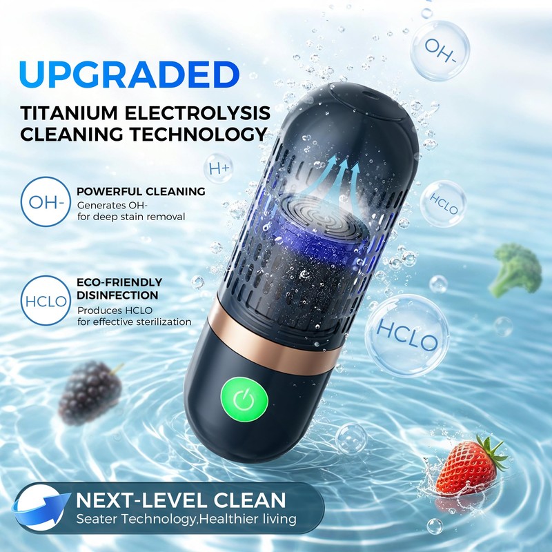 Portable Fruit Washer & Vegetable Cleaner, Wireless Produce Cleaner Blue