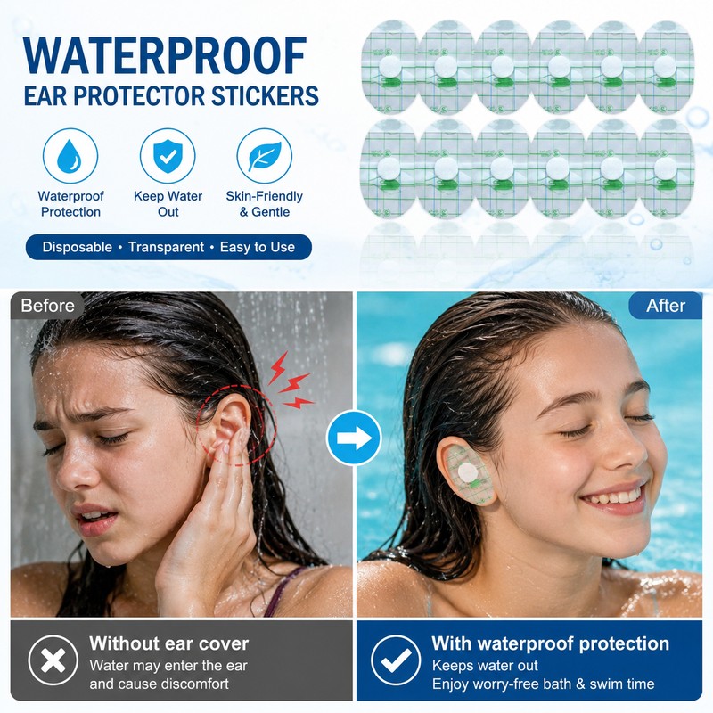 Waterproof Ear Covers for Swimming & Bathing – 100pc Disposable