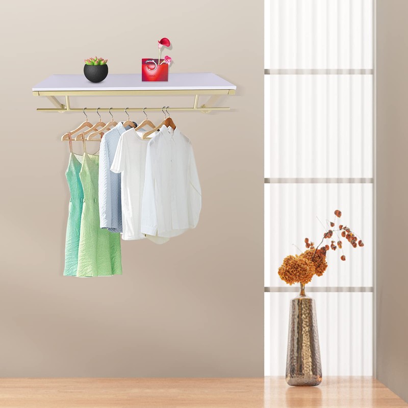 BANLICALI Clothes Rack with Top Shelf, 31.5 Inch Industrial Pipe