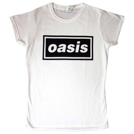 Oasis Decca Logo Ladies T-Shirt Junior Top Large White