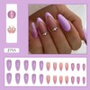 24Pcs French Tip Press on Nails Purple Fake Nails Almond
