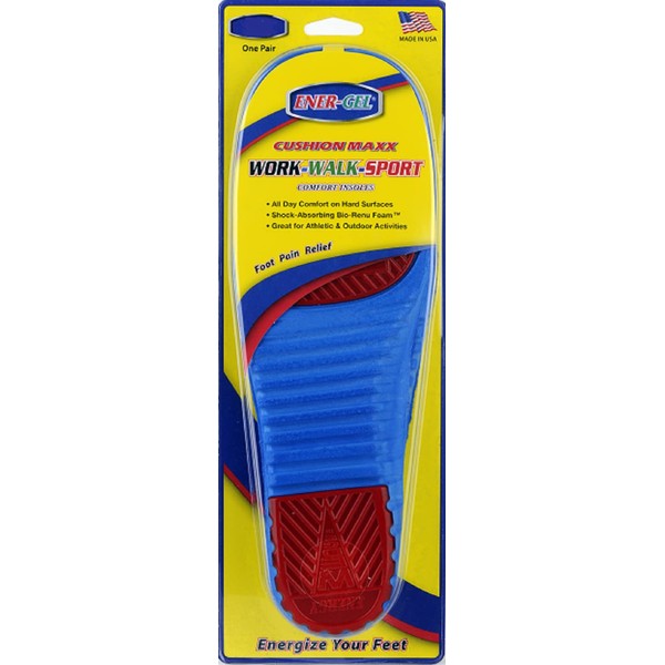 ENER-GEL Cushion MAXX Insoles Large (Men's 10-14 Women's 11+) Made in The USA!